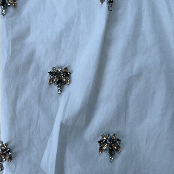 J Crew Factory Women 4 Tank Top White Beaded Jeweled Front‎ Sleeveless Blouse - Picture 4 of 4